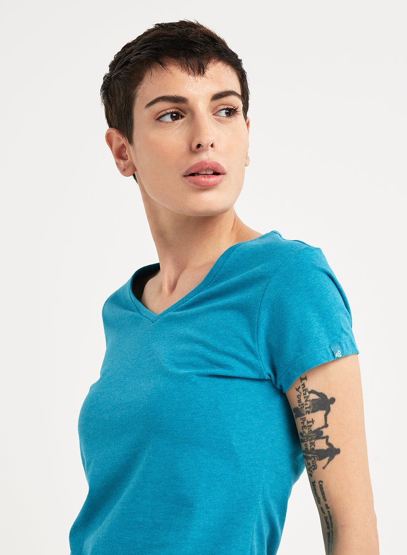 JOCKEY Casual V-Neck Tee Teal Mélange  - Image 4