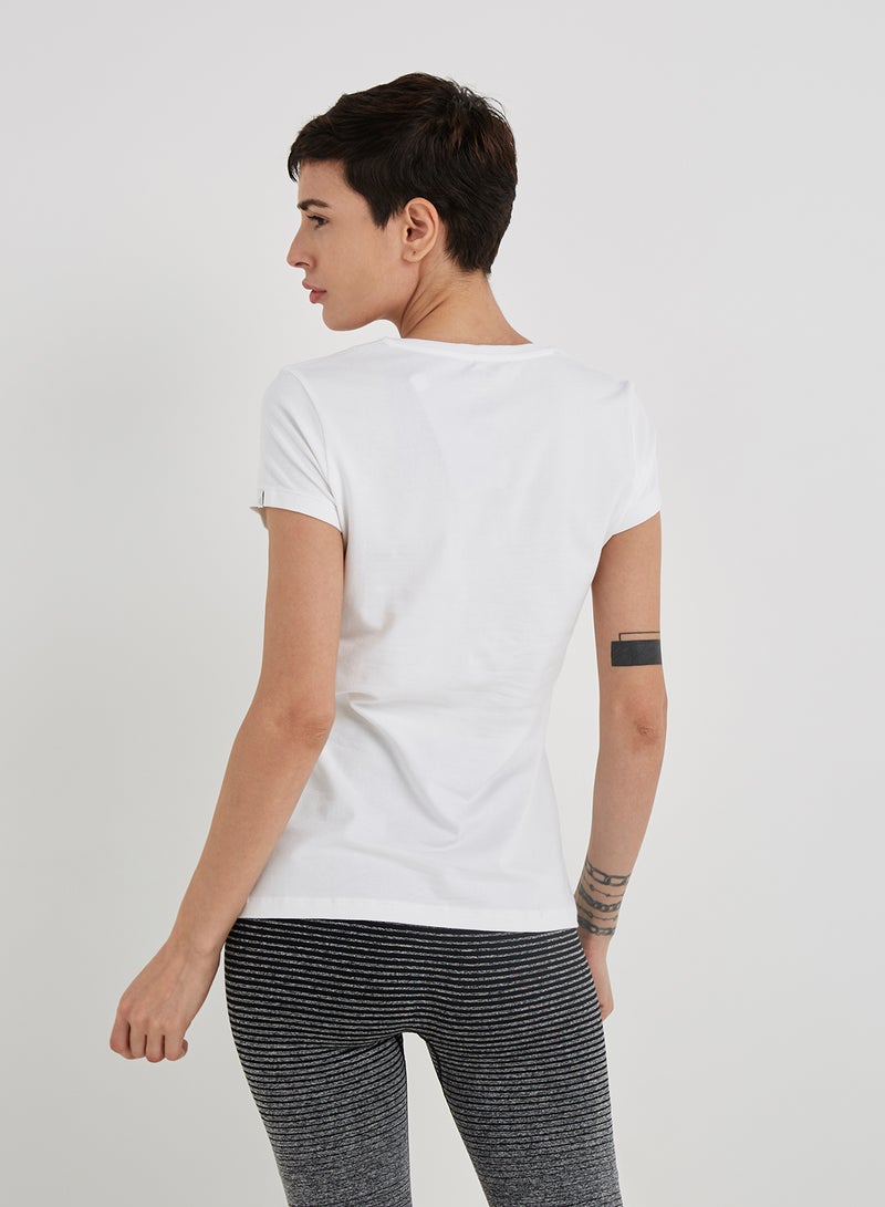 Casual V-Neck Tee White