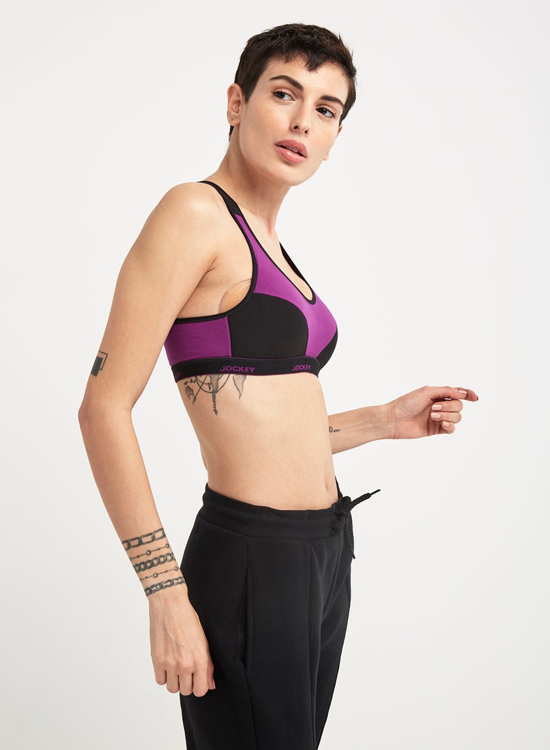 JOCKEY - Racer Back Padded Active Bra Purple Glory - Image 1