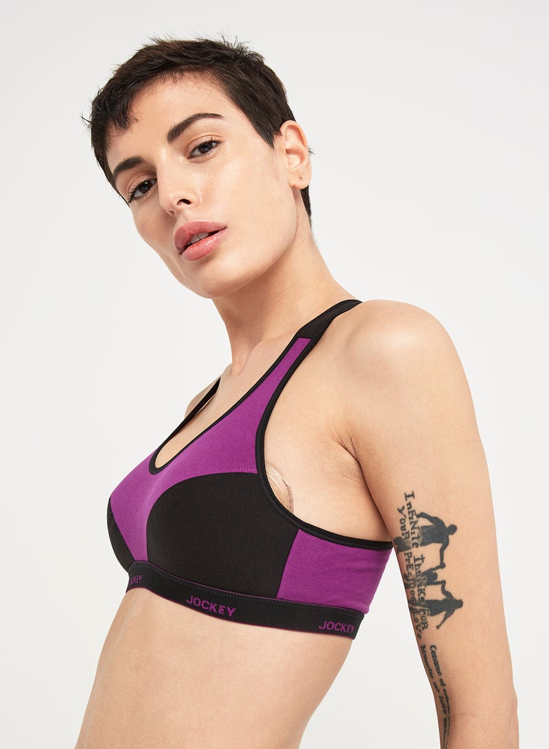 JOCKEY - Racer Back Padded Active Bra Purple Glory - Image 1