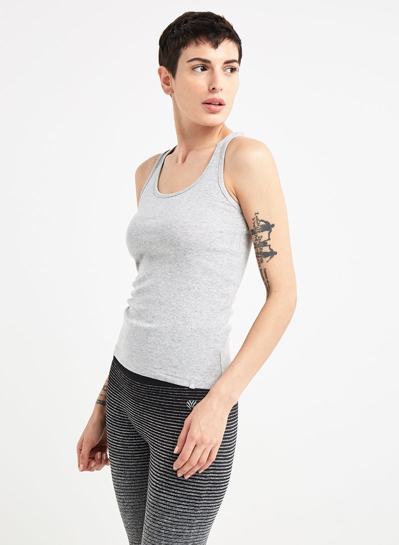 JOCKEY - Racerback Tank Top Light Grey Mélange - Image 1