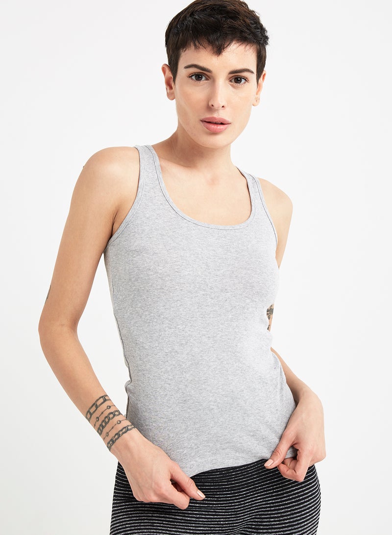 JOCKEY - Racerback Tank Top Light Grey Mélange - Image 1