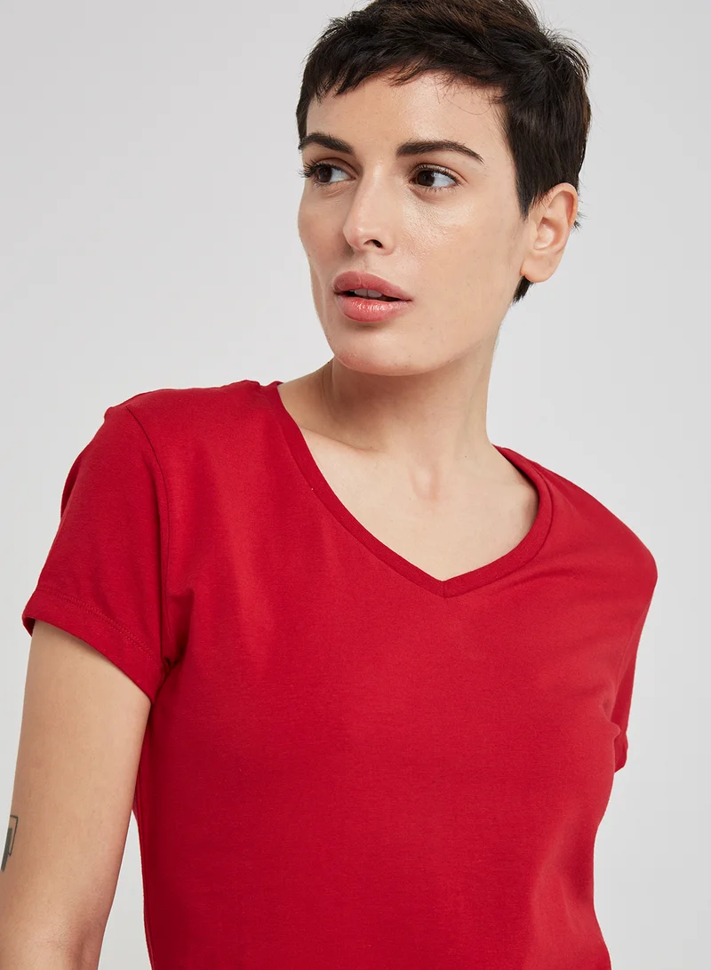 JOCKEY Casual V-Neck Tee Jester Red