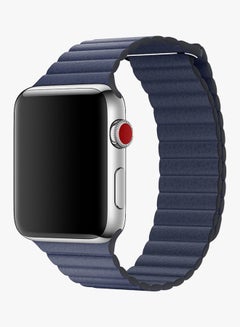 Smart Band Leather Replacement Band For Apple Watch 44mm Blue  - Image 2
