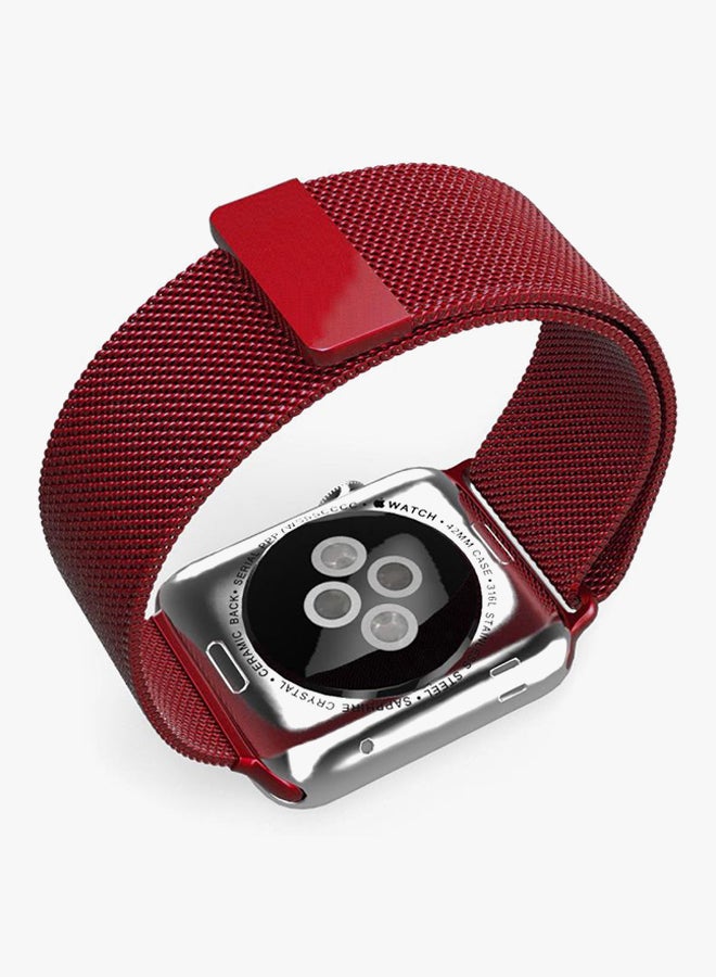 Smart Band Stainless Steel Replacement Band For Apple Watch Series 4/5 Red - Image 2