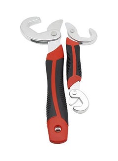 2-Piece Multi-Functional Snap N Grip Wrench Spanner Set Silver/Black/Red