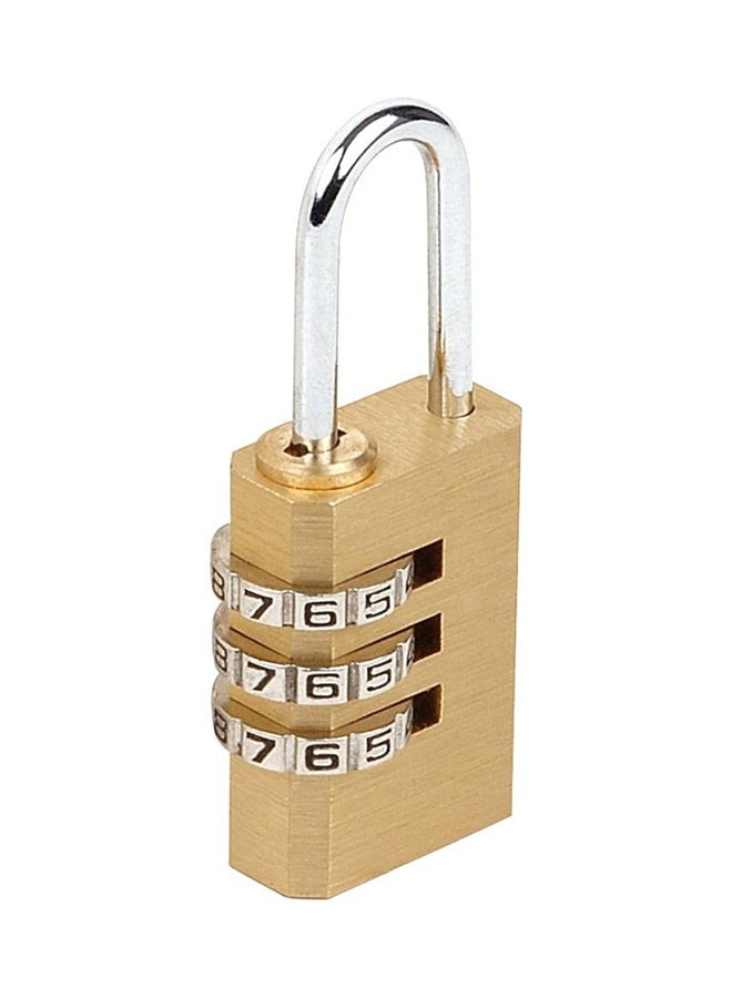 3-Digit Resettable Combination Padlock Gold/Silver 8centimeter