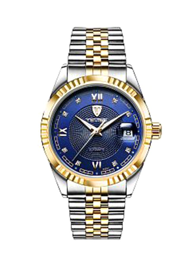 تيفيز ساعة يد بعقارب مقاومة للماء طراز J1765- 38 مم - فضي/ذهبي للرجال - Image 1