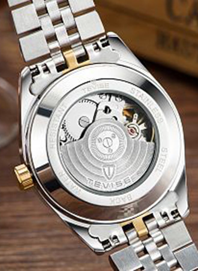 تيفيز ساعة يد بعقارب مقاومة للماء طراز J1765- 38 مم - فضي/ذهبي للرجال - Image 2