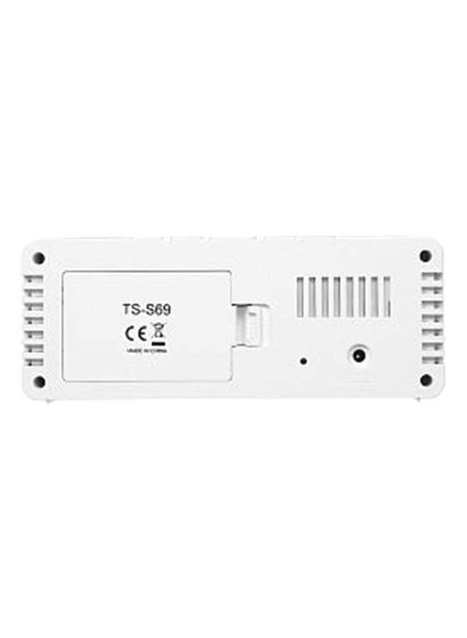 ساعة منبه رقمية بمصباح LED ومنفذ USB أبيض/ أسود 138x34x55مم - Image 2