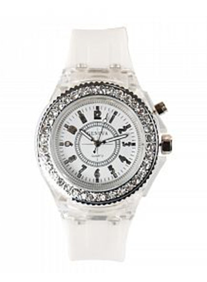 Geneva Women's Stone Studded Analog Watch J2199W - Image 1