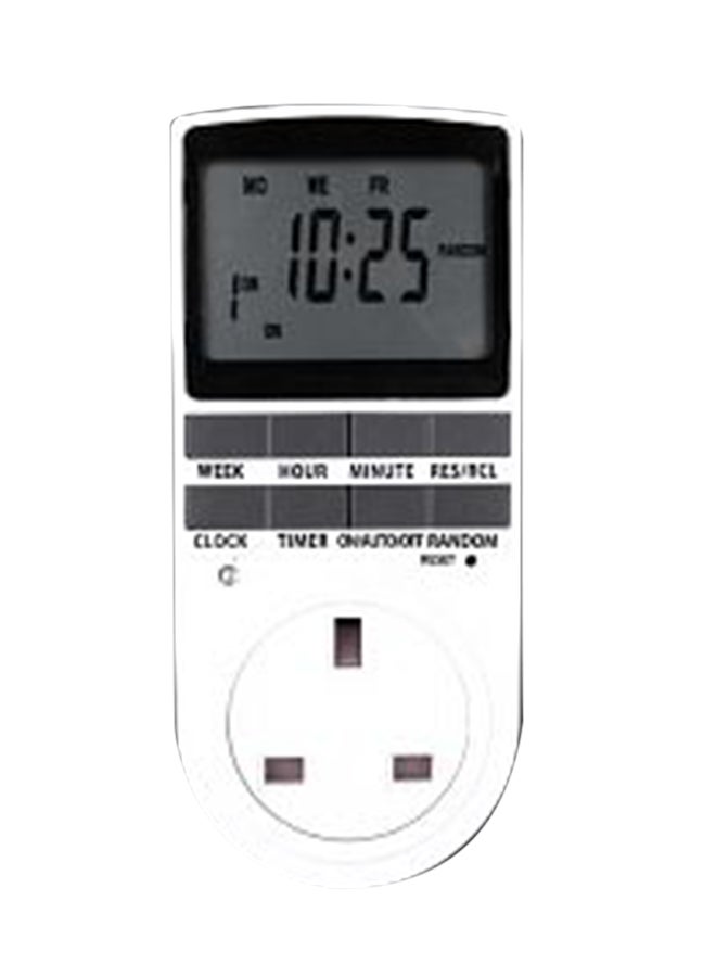 ماركة غير محددة - مؤقت رقمي قابل للبرمجة بشاشة LCD مع مقبس أبيض/رمادي 13.5x6x7.3Ø³Ù†ØªÙŠÙ…ØªØ± - Image 1