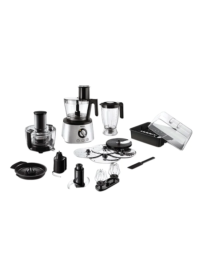 Philips 7000 Series Food Processor, PowerChop technology ,Blender, Centrifugal Juicer + Citrus Press, Metal Kneading Hook 3.4 L HR7778 / 00 Silver/Black/Clear
