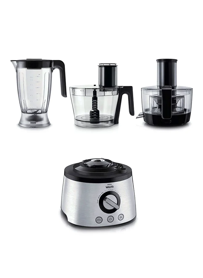 Philips 7000 Series Food Processor, PowerChop technology ,Blender, Centrifugal Juicer + Citrus Press, Metal Kneading Hook 3.4 L HR7778 / 00 Silver/Black/Clear