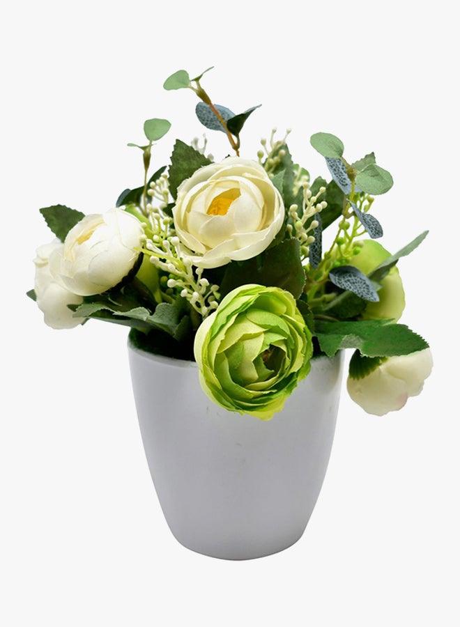 Artificial Flower Bouquet Green/White 10x19cm