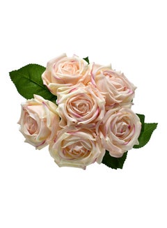Yatai Artificial Rose Flower Bunch Pink/Green 6centimeter  - Image 1