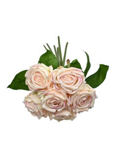 Yatai Artificial Rose Flower Bunch Pink/Green 6centimeter  - Image 2