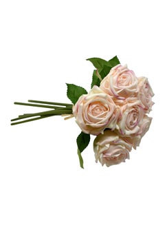 Yatai Artificial Rose Flower Bunch Pink/Green 6centimeter  - Image 3