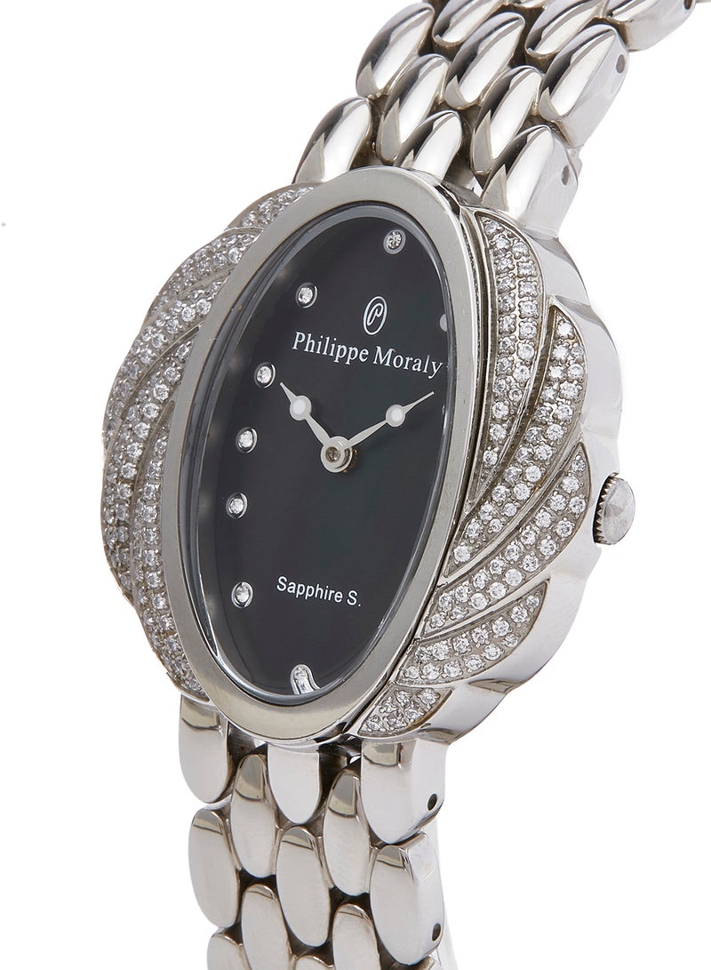 فيليب مورالي السويسرية ساعة يد بعقارب مقاومة للماء وبسوار من الستانلس ستيل للنساء - Image 3