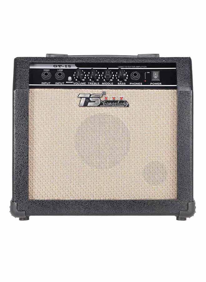 Professional 3-Band EQ 2 Channel Electric Guitar Amplifier Distortion GT-15 Black/Brown  - Image 2