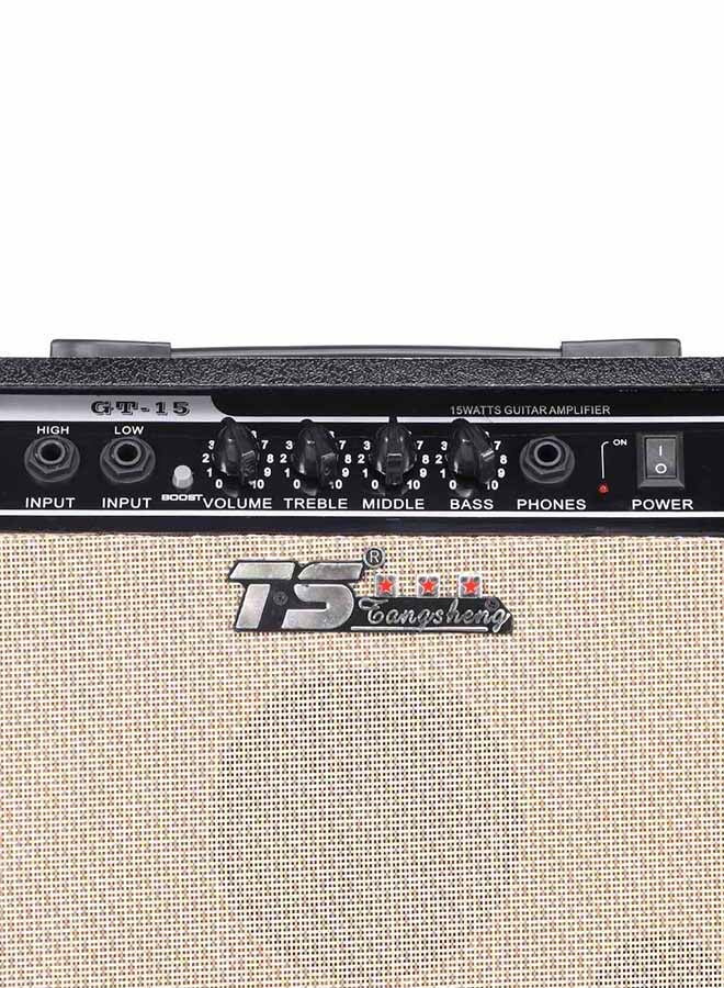 Professional 3-Band EQ 2 Channel Electric Guitar Amplifier Distortion GT-15 Black/Brown  - Image 5