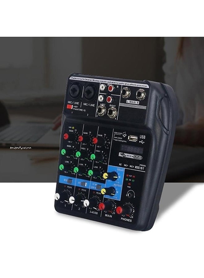 ماركة غير محددة مازج أصوات ومؤثرات مونيتور رباعي القنوات بمنافذ AUX مع USB TU04 أسود  - Image 3