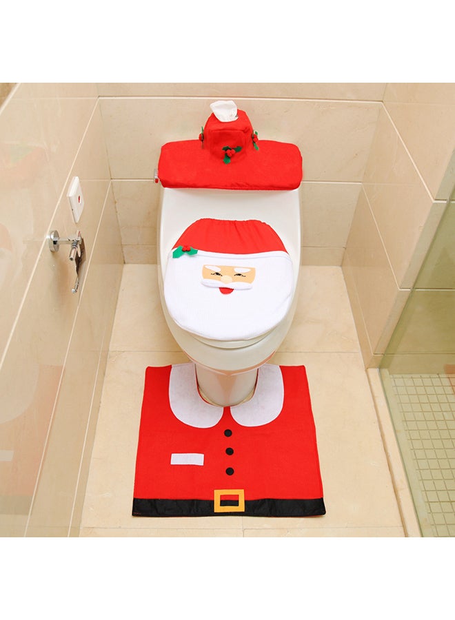 3-Piece Santa Toilet Seat Cover With Rug Multicolour - Image 1