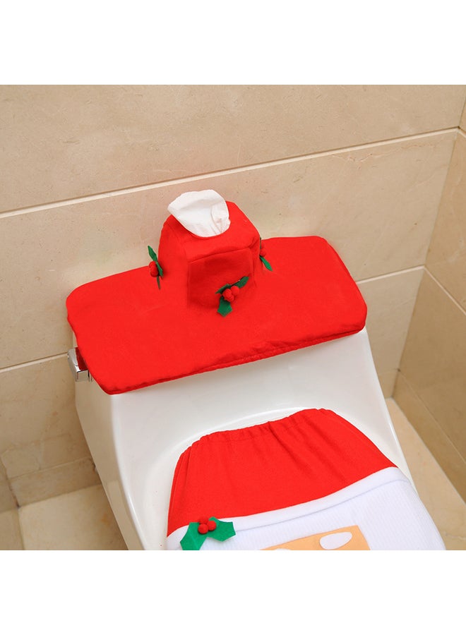 3-Piece Santa Toilet Seat Cover With Rug Multicolour - Image 3
