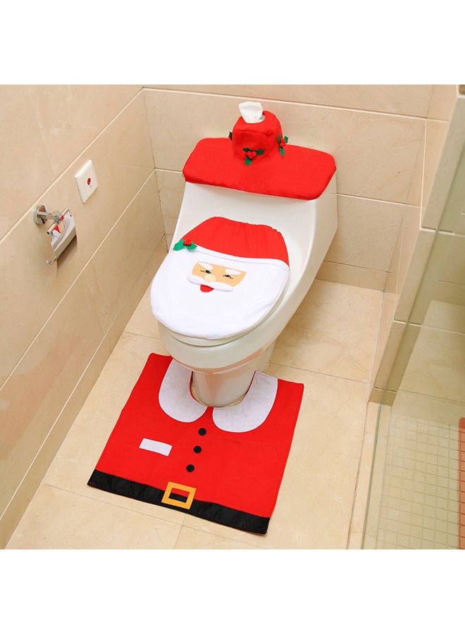 3-Piece Santa Toilet Seat Cover With Rug Multicolour - Image 4