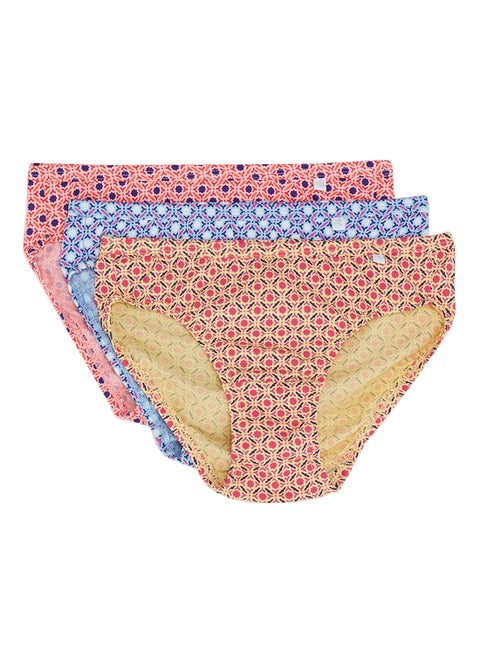 3 Pack Of Simple Comfort Bikni Plain Light Printed Assorted