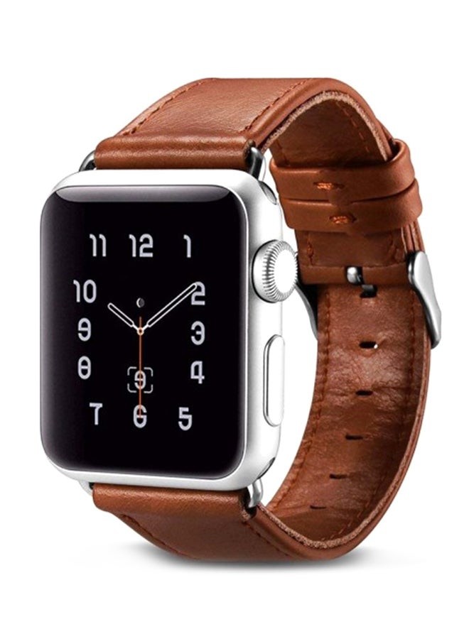 آيكيرير سوار كلاسيكي بديل من جلد البقر الحقيقي لساعة أبل آيووتش 38 مم بني - Image 1