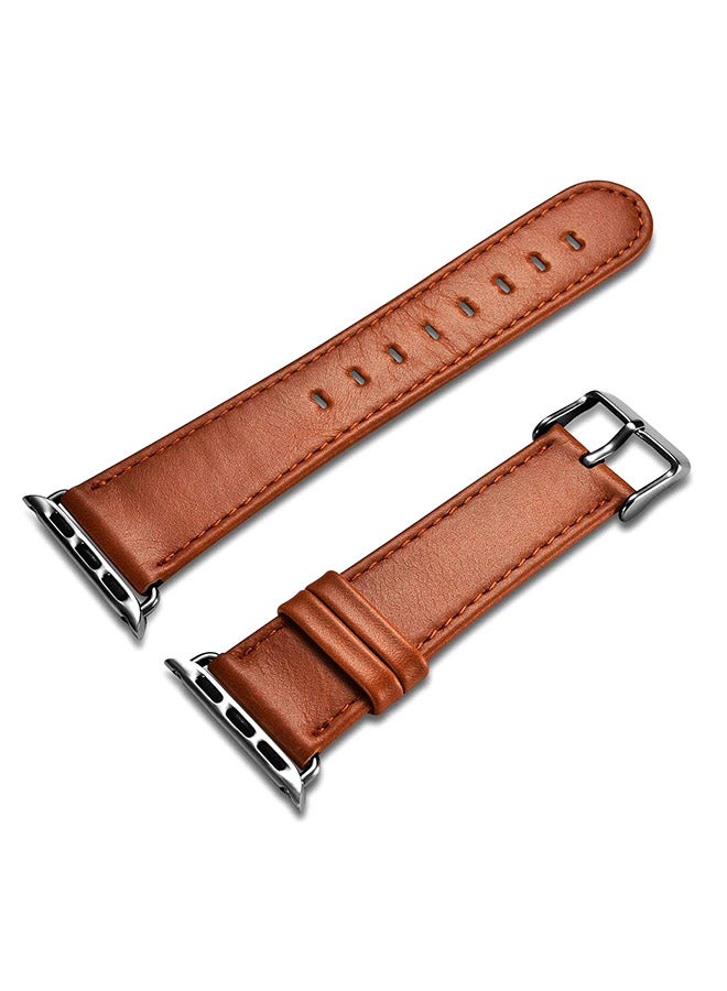 آيكيرير سوار كلاسيكي بديل من جلد البقر الحقيقي لساعة أبل آيووتش 38 مم بني - Image 3