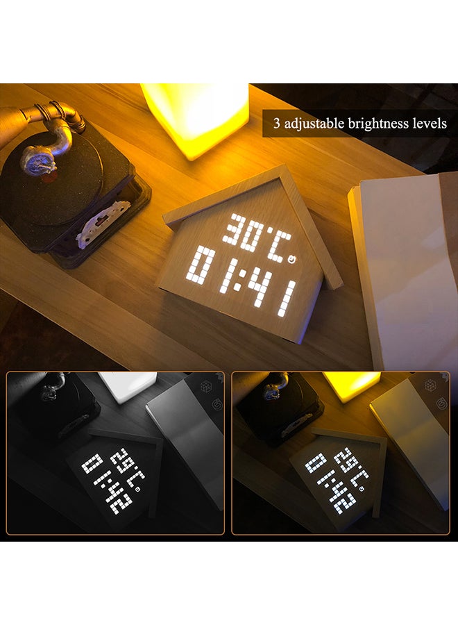 Wooden LED Alarm Clock Beige 443grams  - Image 3