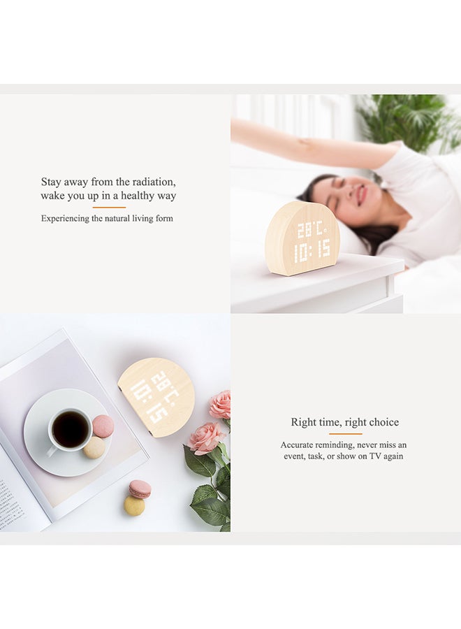 Wooden LED Alarm Clock Beige 444grams  - Image 4