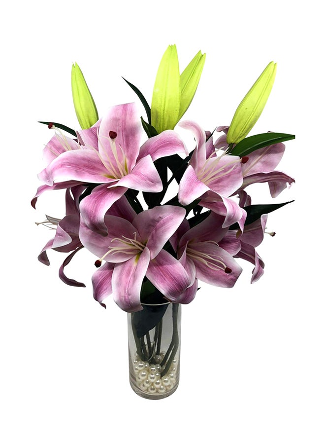 ياتاي نبتة زهور الزنبق الاصطناعية الأرجواني/ الأخضر - Image 1