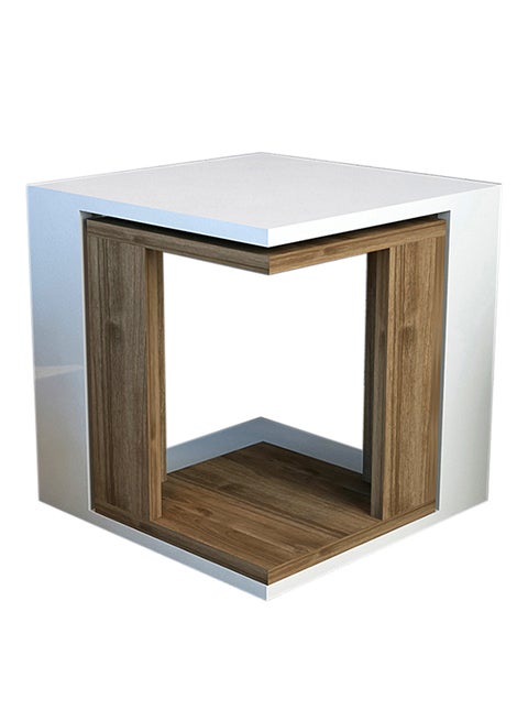2-Piece Nesting Table Set White/Brown