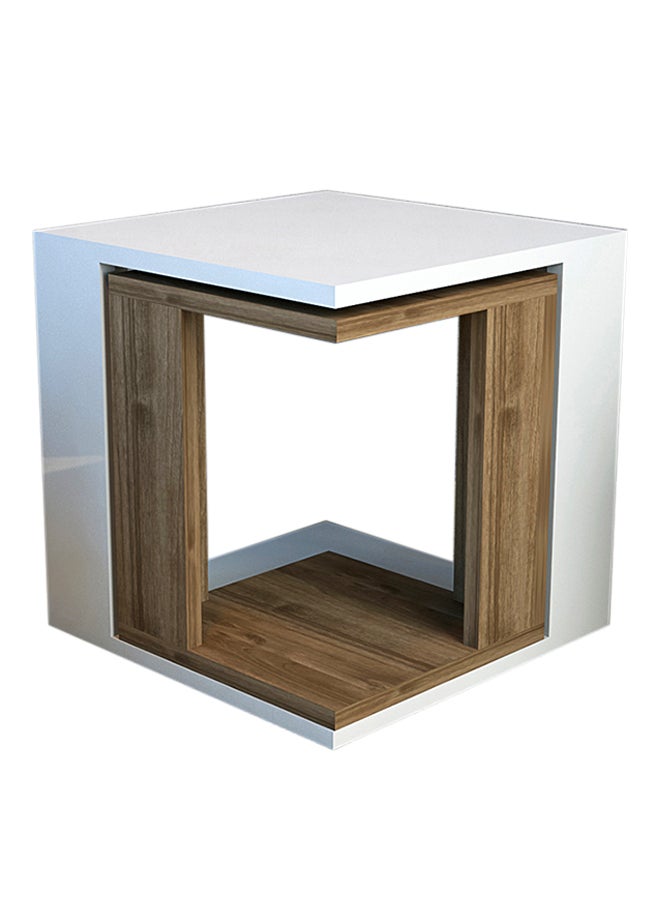 2-Piece Nesting Table Set White/Brown
