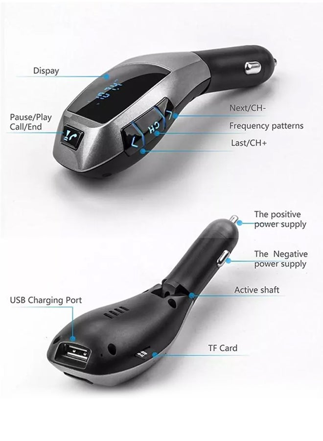 X5 Bluetooth Car Charger With FM Transmitter Black/Silver - Image 3