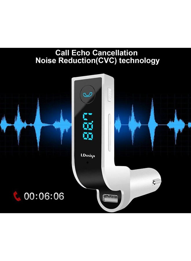 كار جي 7 شاحن بتقنية البلوتوث للسيارة مع جهاز إرسال FM أبيض/ أسود - Image 2