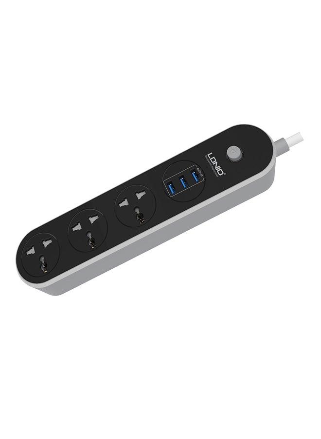 Ldino 3-Power Outlet Power Strip With 3-Port USB Black  - Image 1