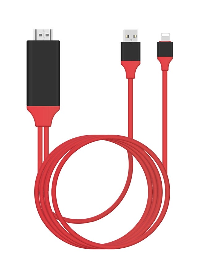 كابل HDMI 2 في 1 أحمر وأسود