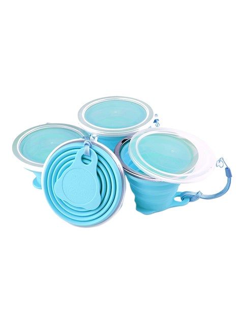 4-Piece Silicone Collapsible Cup Travel Mug With Lid Sky Blue