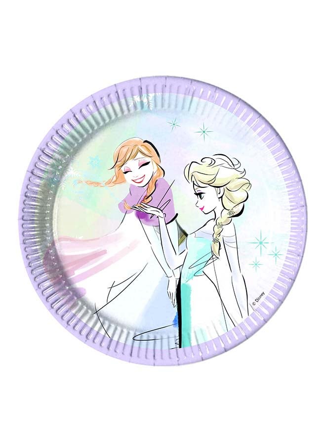 بروكوس طقم أطباق ورقية لامعة بتصميم Frozen مكون من 8 قطع للاستخدام مرة واحدة 7بوصة