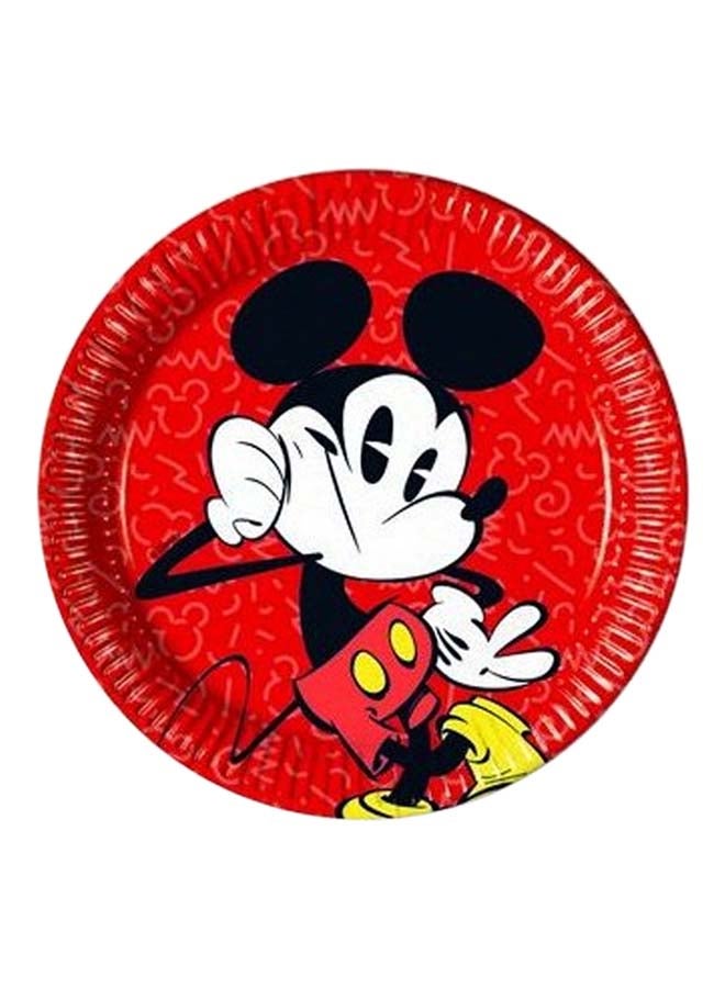 8-Piece Mickey Super Cool Printed Disposable Paper Plate Set 9inch