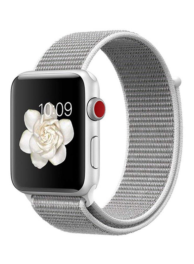 إيهوم سوار بديل من القماش لساعة أبل سيريس 3/4/5 فضي - Image 2