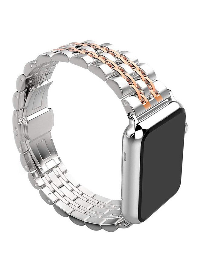 EHOME Replacement Band For Apple Watch Series 3/2/1 Rose Gold/Silver - Image 2