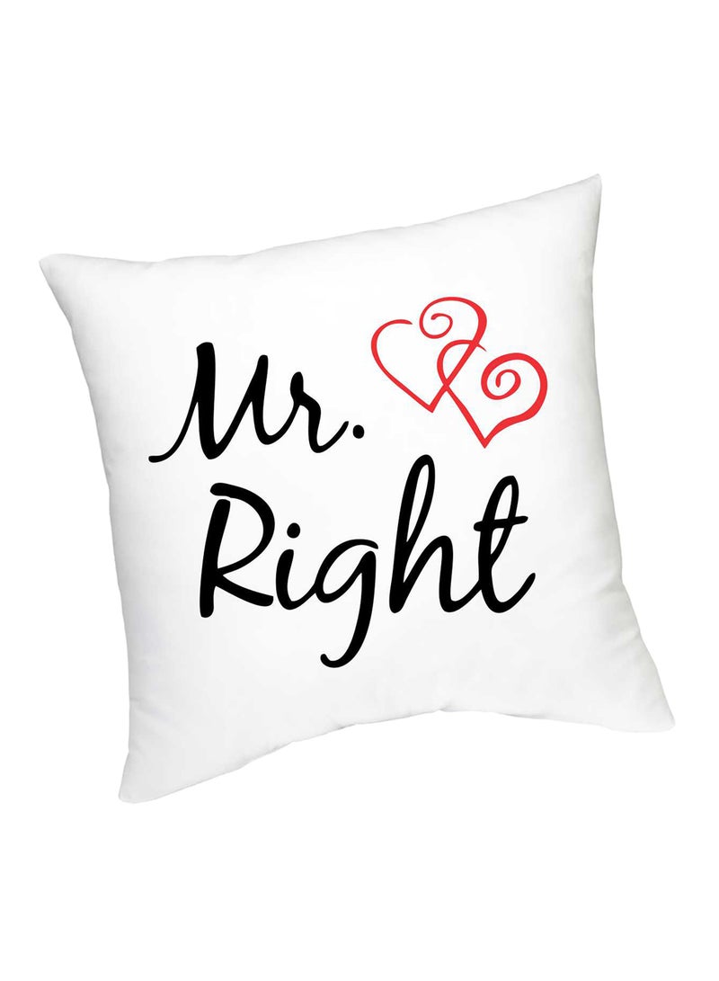 Mr. Right Printed Cushion White/Black/Red 45cm