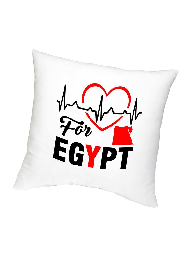 وسادة مطبوع عليها عبارة "Heart Beats For Egypt" أبيض/أسود/أحمر 45سم