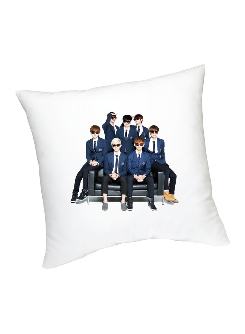 Fm Styles BTS Artistic Photo Printed Cushion White/Blue/Black 45centimeter 