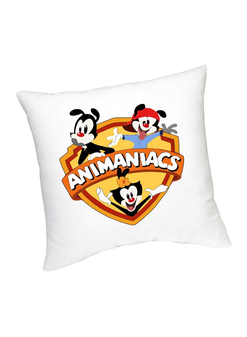 Fm Styles Vintage Animaniacs Printed Cushion White/Orange/Yellow 45cm